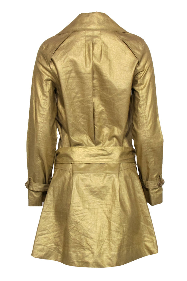 Diane von Furstenberg - Gold Metallic Trench Coat Sz 6 – Current