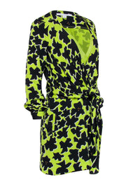 Current Boutique-Diane von Furstenberg - Green & Black Long Sleeve Wrap Dress Sz 4