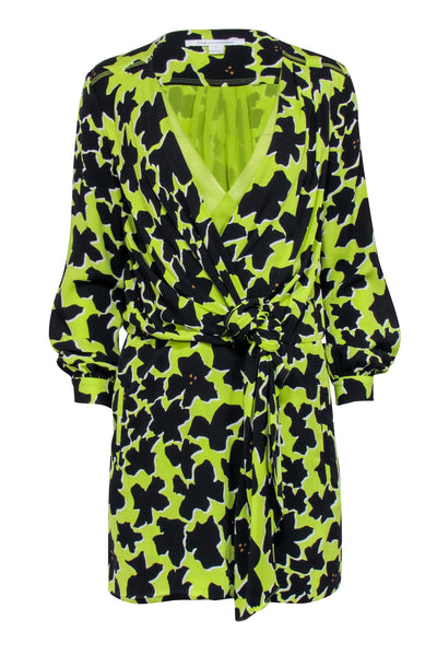 Current Boutique-Diane von Furstenberg - Green & Black Long Sleeve Wrap Dress Sz 4