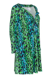 Current Boutique-Diane von Furstenberg - Green & Blue Ombre Leopard Print Dress Sz 12