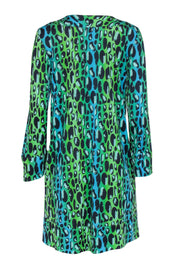 Current Boutique-Diane von Furstenberg - Green & Blue Ombre Leopard Print Dress Sz 12