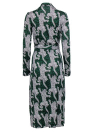 Current Boutique-Diane von Furstenberg - Green w/ White & Black Leopards Wrap Dress Sz 8