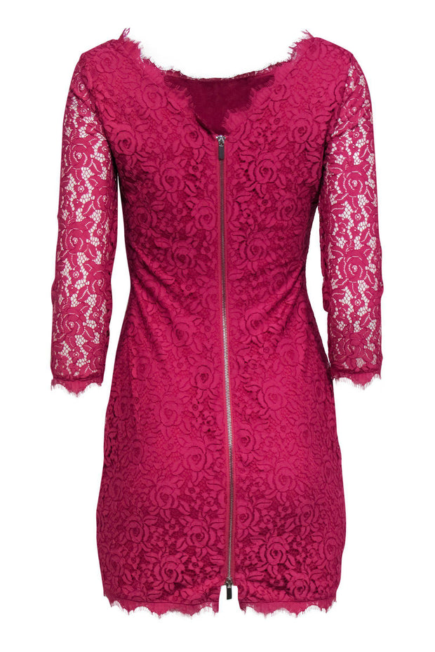 Current Boutique-Diane von Furstenberg - Hot Pink Floral Lace Bodycon "Zarita" Dress Sz 2