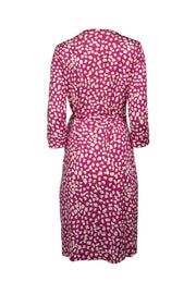 Current Boutique-Diane von Furstenberg - Magenta & White Spotted Silk Wrap Dress Sz 10