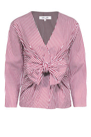 Current Boutique-Diane von Furstenberg - Maroon & White Striped Tie Front Top Sz XS