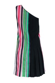 Current Boutique-Diane von Furstenberg - Multi Color Stripe Ribbon One Shoulder Dress Sz 2