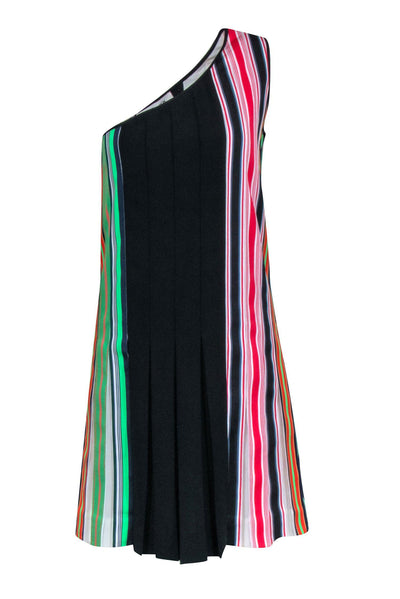 Current Boutique-Diane von Furstenberg - Multi Color Stripe Ribbon One Shoulder Dress Sz 2