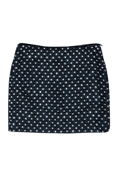 Current Boutique-Diane von Furstenberg - Navy Lace Beaded Mini Skirt Sz 0