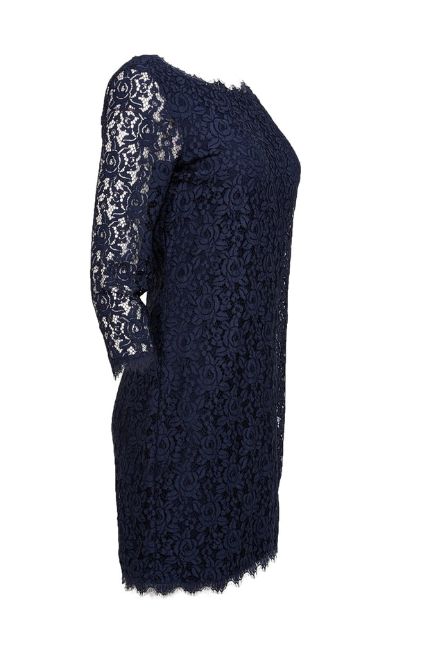 Current Boutique-Diane von Furstenberg - Navy Lace Overlay Cocktail "Zarita" Dress Sz 8