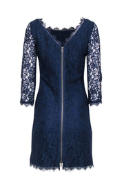 Current Boutique-Diane von Furstenberg - Navy Lace Overlay Cocktail "Zarita" Dress Sz 8