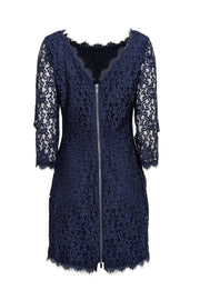 Current Boutique-Diane von Furstenberg - Navy Lace Overlay Cocktail "Zarita" Dress Sz 8