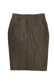 Current Boutique-Diane von Furstenberg - Olive Linen Blend Pencil Skirt Sz 4