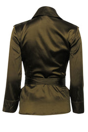Current Boutique-Diane von Furstenberg - Olive Long Sleeve Wrap Top Sz 4