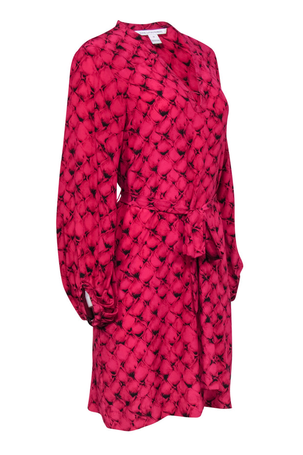Current Boutique-Diane von Furstenberg - Pink & Black Long Sleeve Dress Sz 10