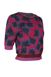 Current Boutique-Diane von Furstenberg - Pink & Blue Print Metallic Knit Top Sz S