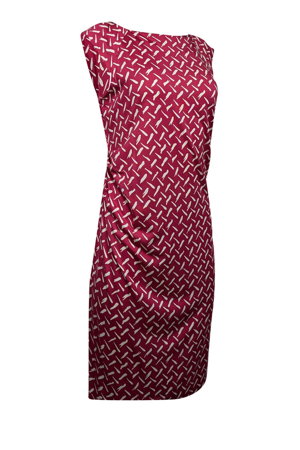 Current Boutique-Diane von Furstenberg - Pink & Cream Print Sleeveless Sheath Dress Sz 10