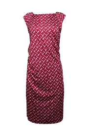 Current Boutique-Diane von Furstenberg - Pink & Cream Print Sleeveless Sheath Dress Sz 10