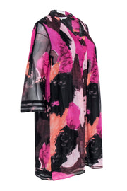 Current Boutique-Diane von Furstenberg - Pink Patterned Mini Shirt Dress Sz 6