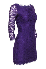 Current Boutique-Diane von Furstenberg - Purple Lace Crop Sleeve Dress Sz 0