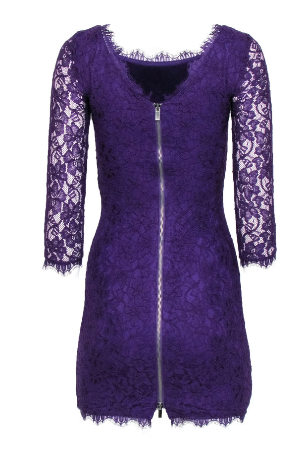 Current Boutique-Diane von Furstenberg - Purple Lace Crop Sleeve Dress Sz 0