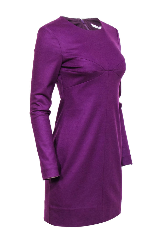 Current Boutique-Diane von Furstenberg - Purple Wool Long Sleeve Knee Length Dress Sz 4