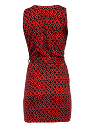 Current Boutique-Diane von Furstenberg - Red & Black Print Sleeveless Wrap Dress Sz 4