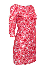 Current Boutique-Diane von Furstenberg - Red Floral Embroidery Lace Crop Sleeve Dress Sz 4