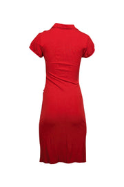 Current Boutique-Diane von Furstenberg - Red Short Sleeve Silk Side Ruched Dress Sz 4