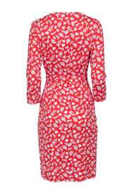 Current Boutique-Diane von Furstenberg - Red & White Leaf Print Wrap Dress Sz 8