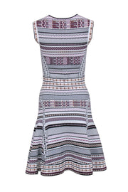 Current Boutique-Diane von Furstenberg - White, Black, & Purple Print Knit Dress Sz M