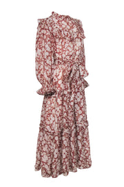 Current Boutique-Doen - Rust Red & Cream Floral Print Long Sleeve Maxi Dress Sz M