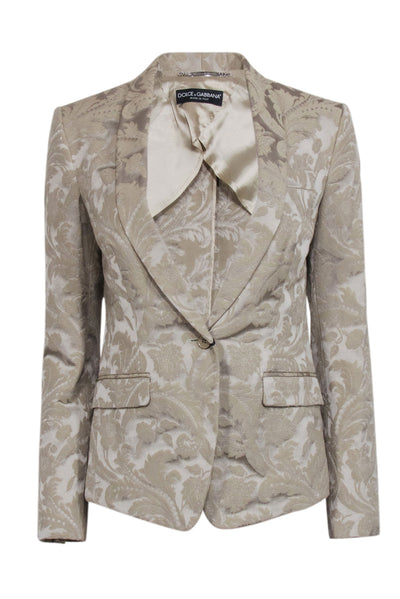 Current Boutique-Dolce & Gabbana - Beige Brocade Single Button Blazer Sz 4
