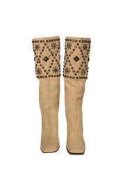 Current Boutique-Dolce & Gabbana - Beige Suede Studded Boots Sz 8