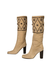 Current Boutique-Dolce & Gabbana - Beige Suede Studded Boots Sz 8