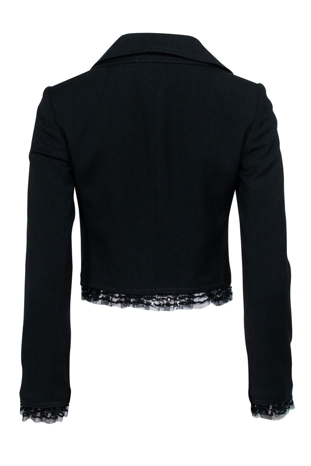 Current Boutique-Dolce & Gabbana - Black Cropped Blazer w/ Lace Trim & Double Breasted Buttons Sz 2