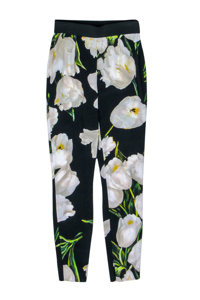 Current Boutique-Dolce & Gabbana - Black & Ivory Floral Skinny Leg Pant Sz 4