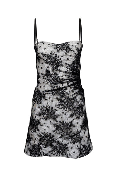 Current Boutique-Dolce & Gabbana - Black Lace w/ White Lining Ruched Dress Sz 4