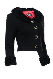 Current Boutique-Dolce & Gabbana - Black Ruffle Trim Crop Jacket Sz 2