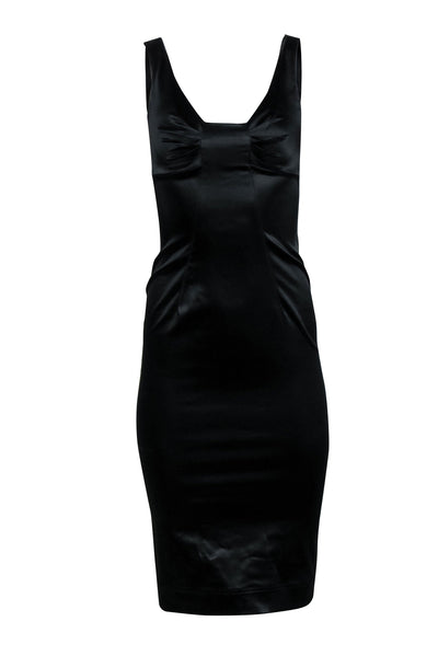 Current Boutique-Dolce & Gabbana - Black Satin Sleeveless Midi Dress Sz 2