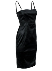 Current Boutique-Dolce & Gabbana - Black Satin Sleeveless Midi Dress Sz 8