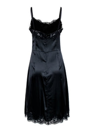 Current Boutique-Dolce & Gabbana - Black Silk Blend Lace Trim Slip Dress Sz 6