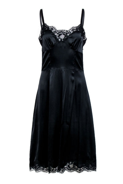 Current Boutique-Dolce & Gabbana - Black Silk Blend Lace Trim Slip Dress Sz 6