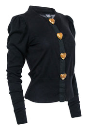 Current Boutique-Dolce & Gabbana - Black Wool Blend Cardigan w/ Heart Buttons Sz 2