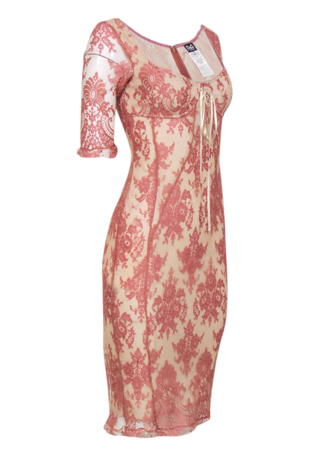 Current Boutique-Dolce & Gabbana - Mauve Pink Lace Midi Dress Sz 4