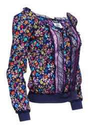 Current Boutique-Dolce & Gabbana - Purple Floral Print Lace Button Front Blouse Sz 6