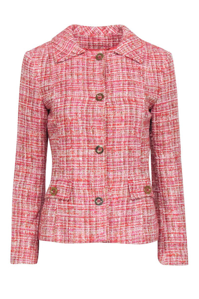 Current Boutique-Dolce & Gabbana - Red, Pink, & Cream Tweed Blazer Sz 8