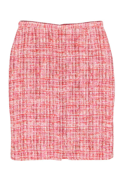 Current Boutique-Dolce & Gabbana - Red, Pink, & Cream Tweed Pencil Skirt Sz 8