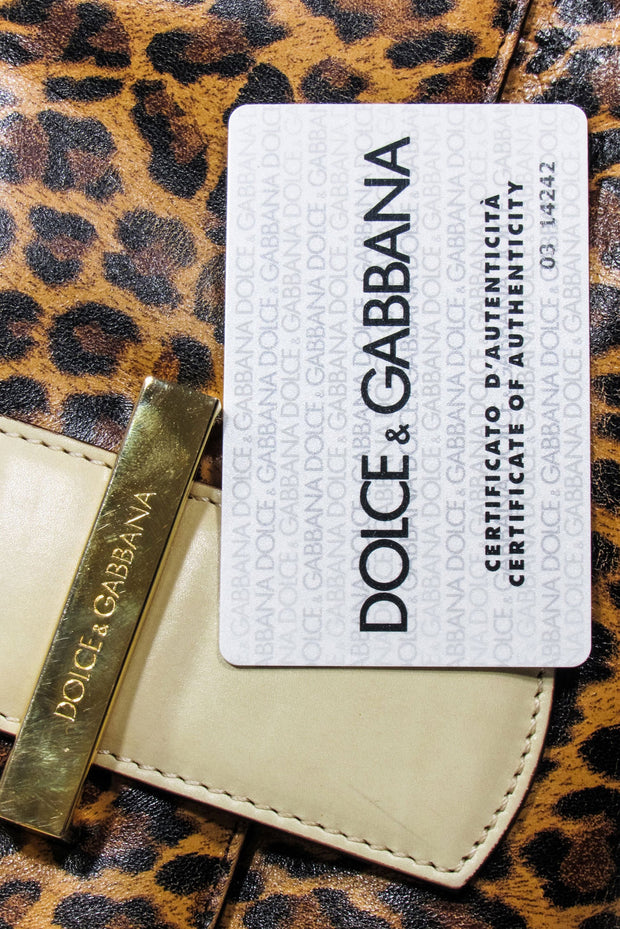 Current Boutique-Dolce & Gabbana - Tan Leopard Print Baguette w/ Beige Leather Trims