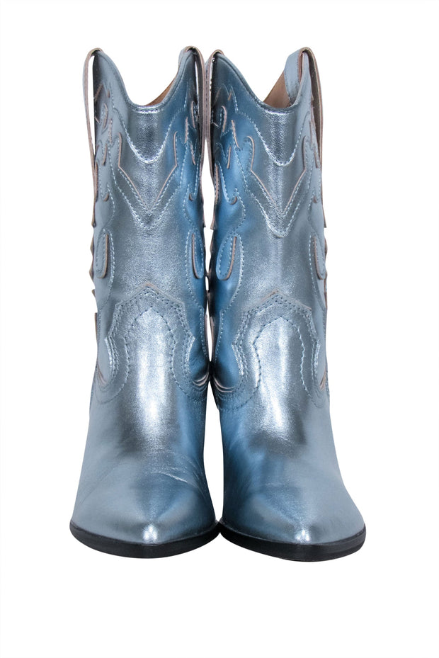 Current Boutique-Dolce Vita - Metallic Blue Western Style Short Boots Sz 7.5