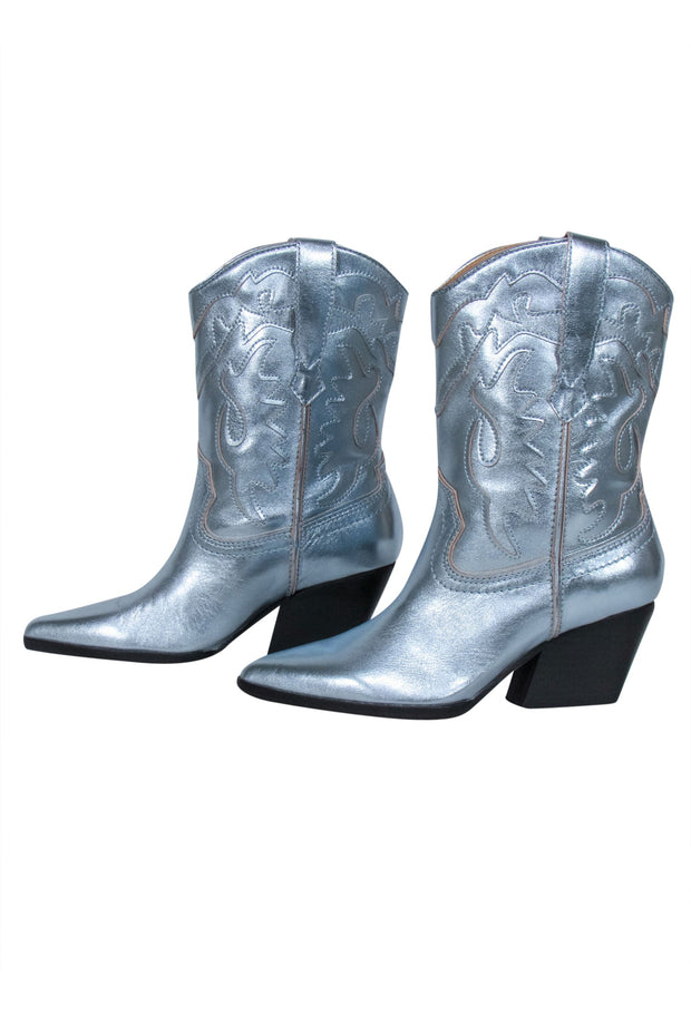 Current Boutique-Dolce Vita - Metallic Blue Western Style Short Boots Sz 7.5
